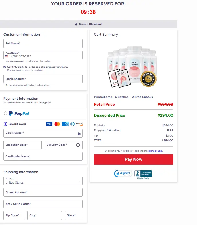 Primebiome Order Page